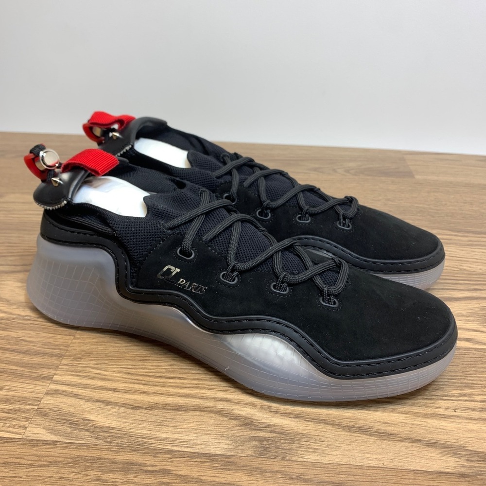 Christian Louboutin CL Studded Arpoador Black Suede Sneakers 9.5 EU 42.5‎
